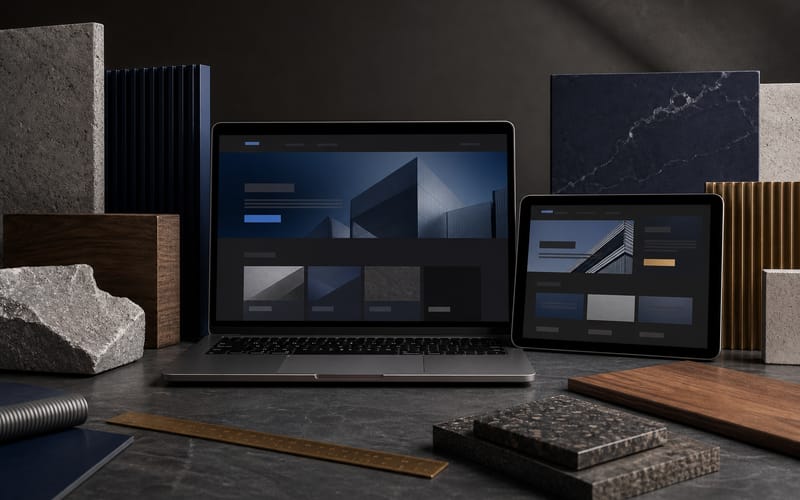 Abeysinghe Engineering website presented with industrial material samples